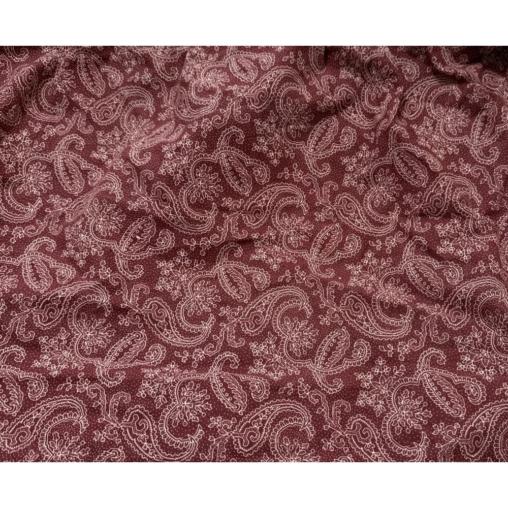 Laura Ashley Queen Bedskirt Paisley Burgundy Split Corner French Country Flaws